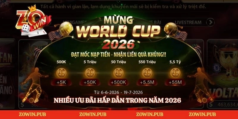 Zowin - Sân Chơi Cá Cược Xanh Chín Đẳng Cấp Năm 2026 6 Nhiều ưu đãi hấp dẫn trong năm 2026